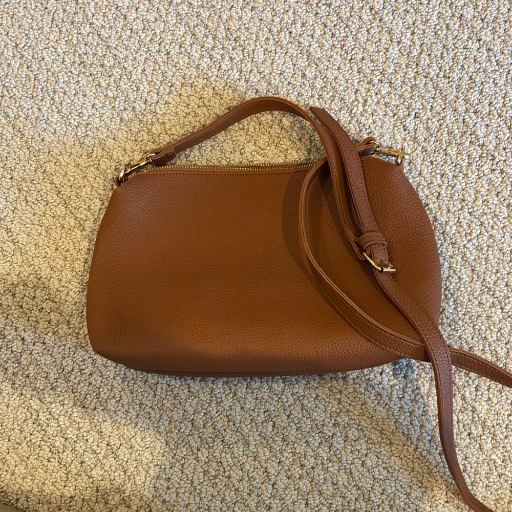 Classic Brown Pebbled Leather Shoulder Bag